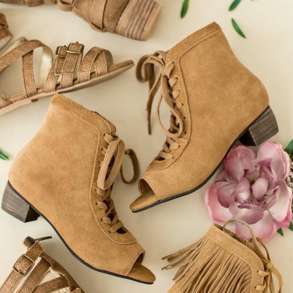 Joyfolie Tan Lace-Up Kids Boots